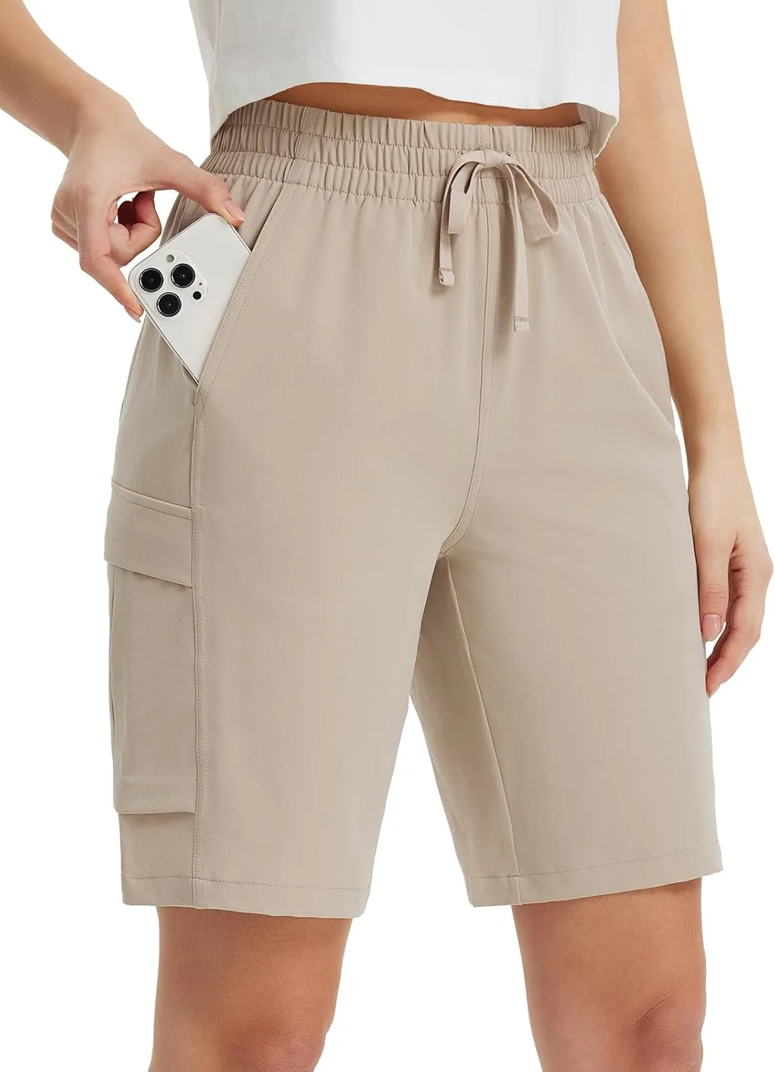 baleaf Women's 9" Cargo Shorts Hiking Water Resistant Pockets Bermuda Lightweight UPF50  Camping Travel Outdoor