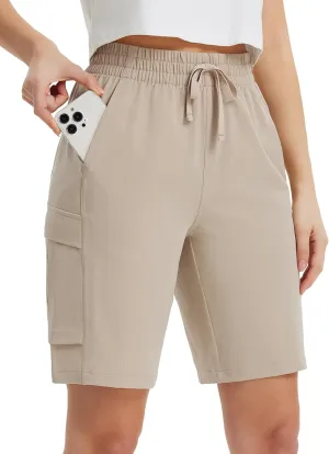baleaf Women's 9" Cargo Shorts Hiking Water Resistant Pockets Bermuda Lightweight UPF50  Camping Travel Outdoor