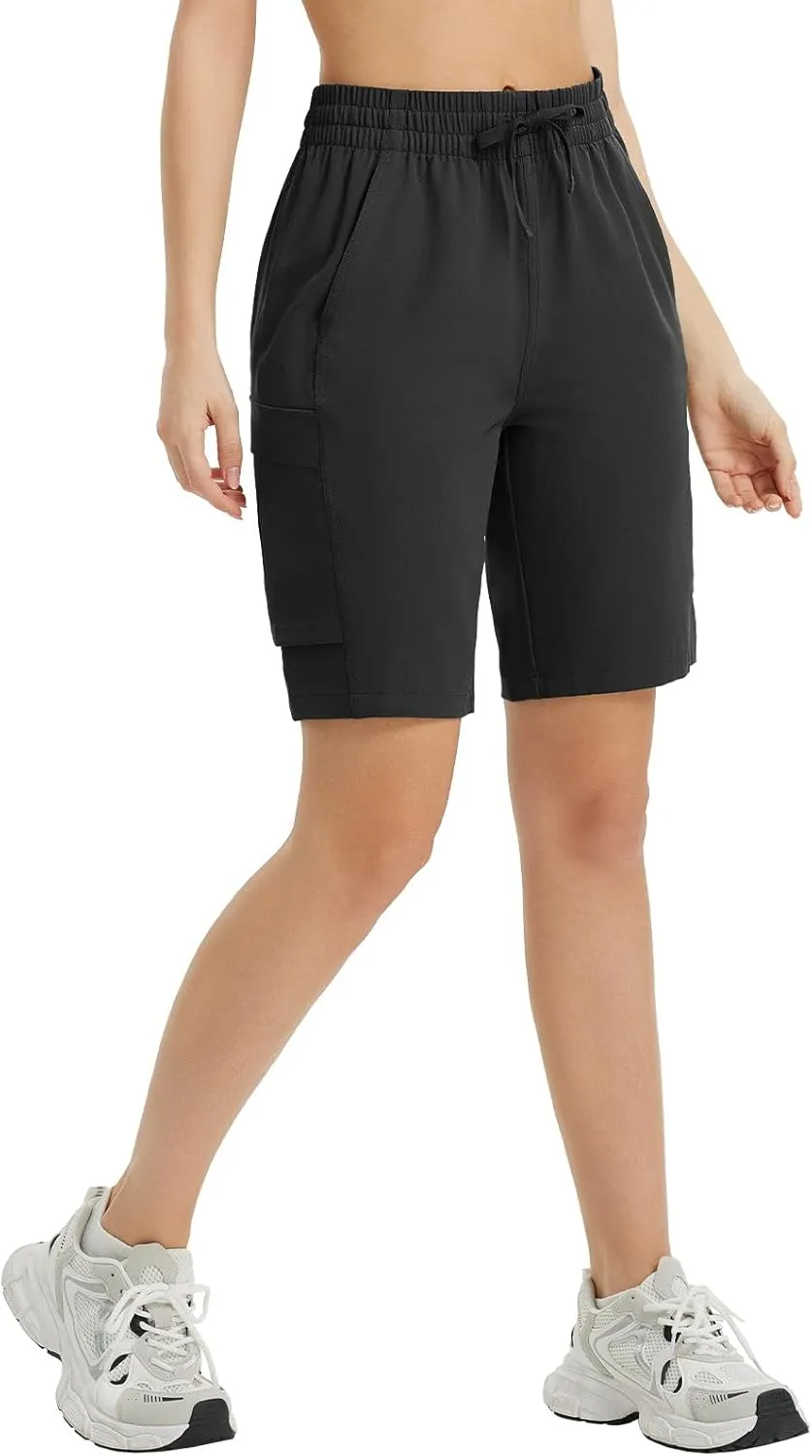 baleaf Women's 9" Cargo Shorts Hiking Water Resistant Pockets Bermuda Lightweight UPF50  Camping Travel Outdoor