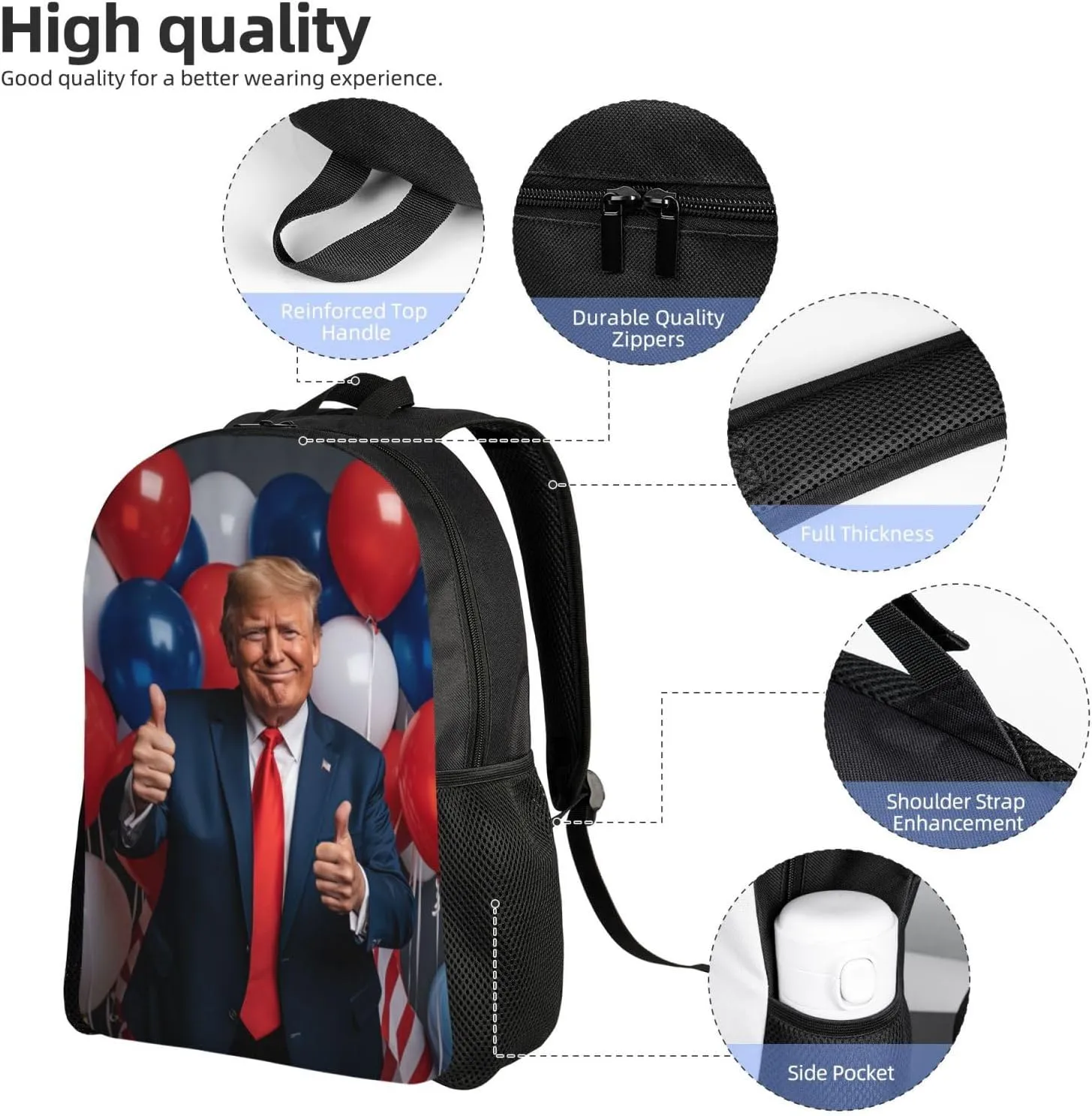 Balloon Trump Backpack Waterproof Anti Theft Durable Light Laptop Bag Backpacks For Women Men Travel Gym Backpack