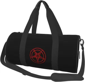 Baphomet Satan Symbol Travel Luggage Duffel Bag Sports Rolling Foldable Duffel Bag, Black