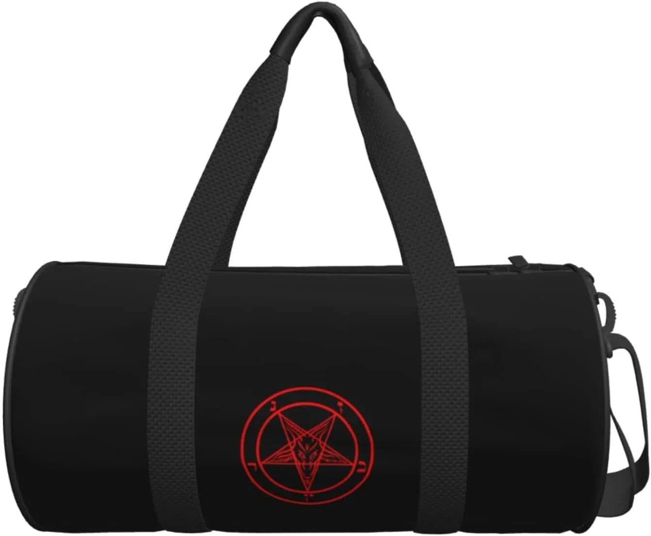 Baphomet Satan Symbol Travel Luggage Duffel Bag Sports Rolling Foldable Duffel Bag, Black