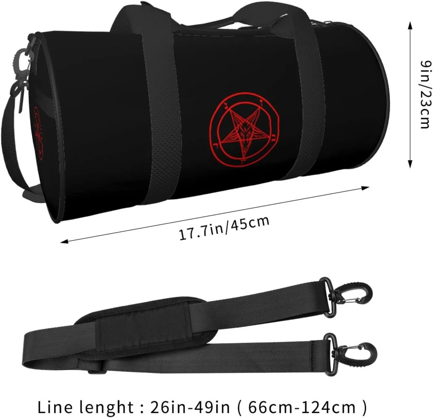 Baphomet Satan Symbol Travel Luggage Duffel Bag Sports Rolling Foldable Duffel Bag, Black