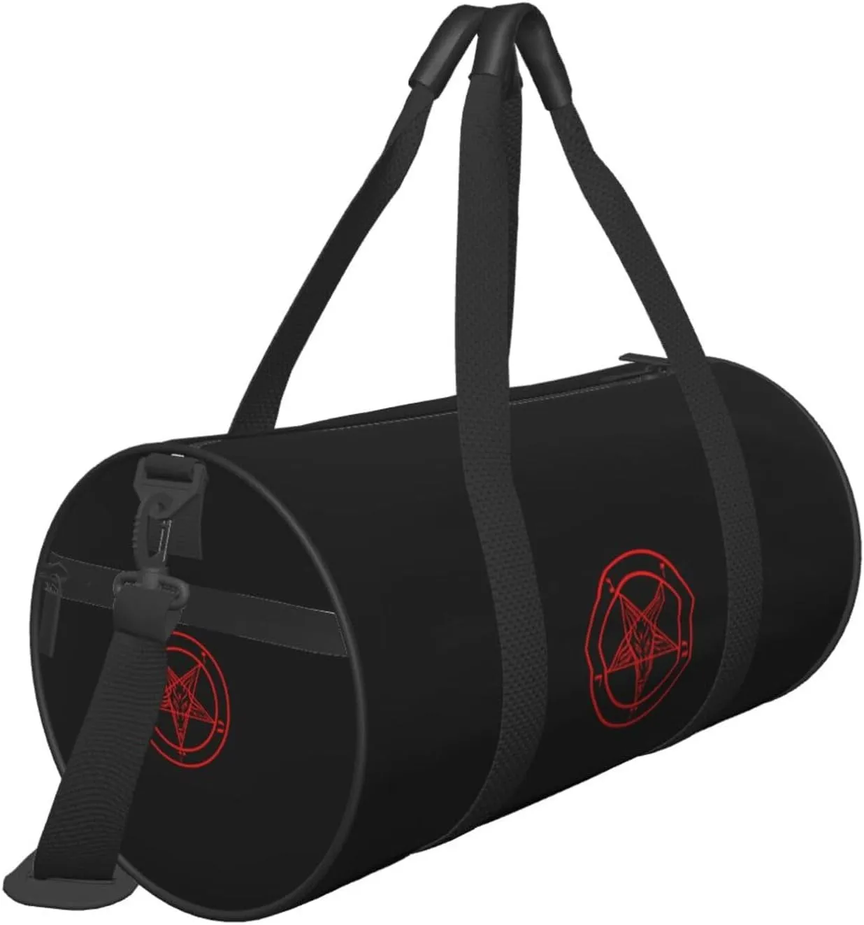 Baphomet Satan Symbol Travel Luggage Duffel Bag Sports Rolling Foldable Duffel Bag, Black