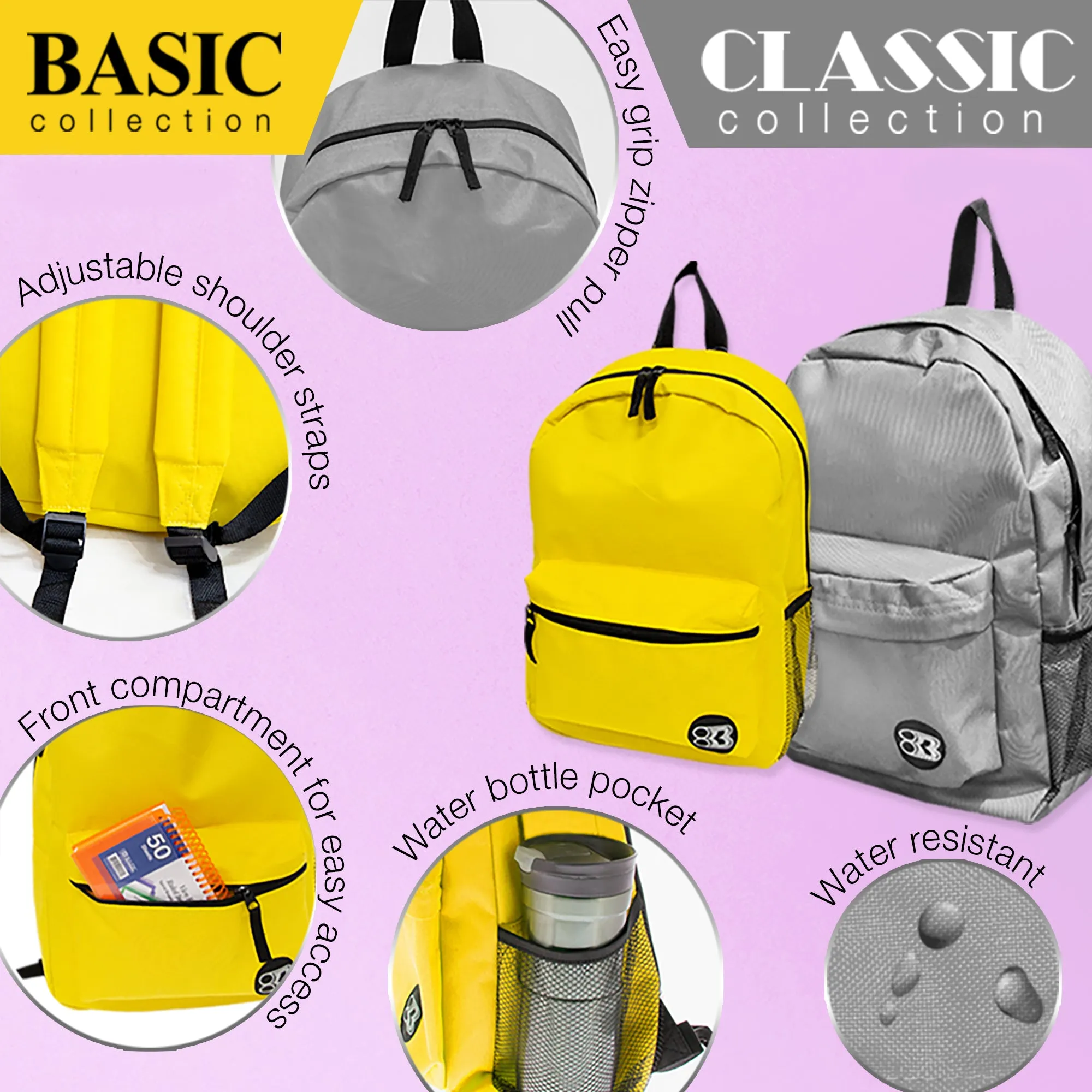 Basic 16" Gray Basic Backpack