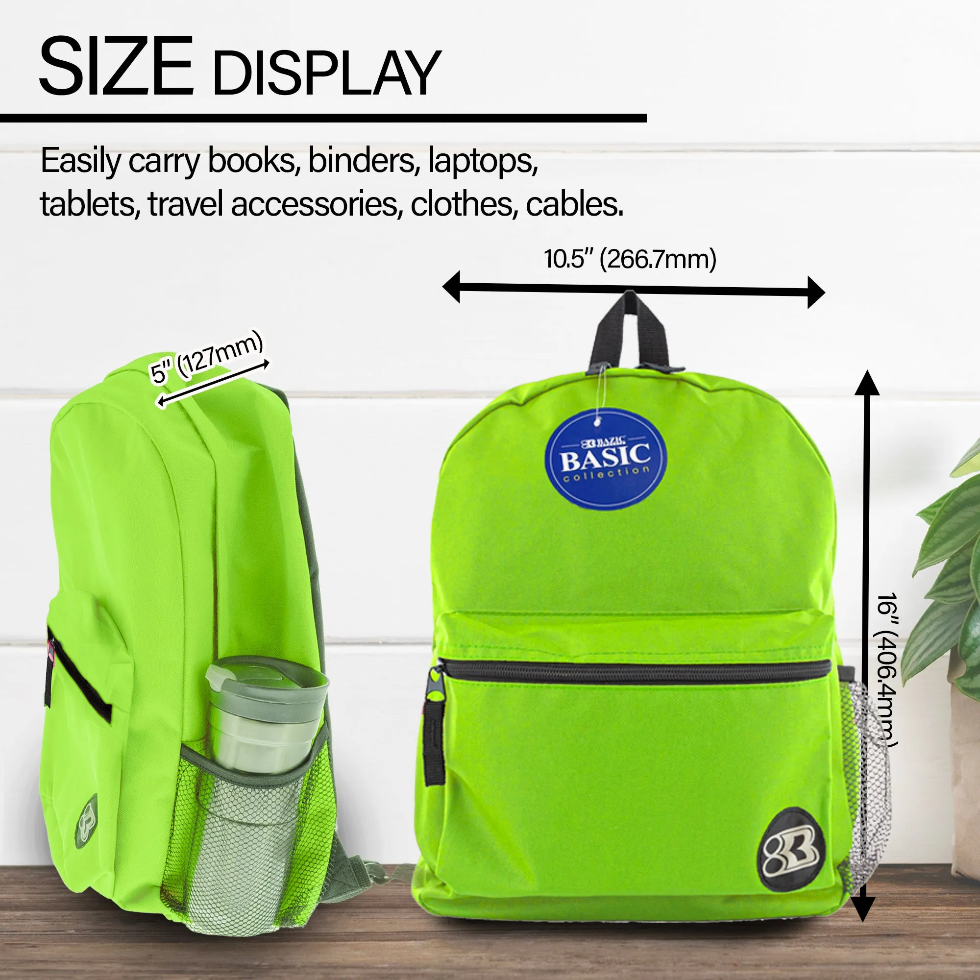 Basic 16" Lime Green Backpack
