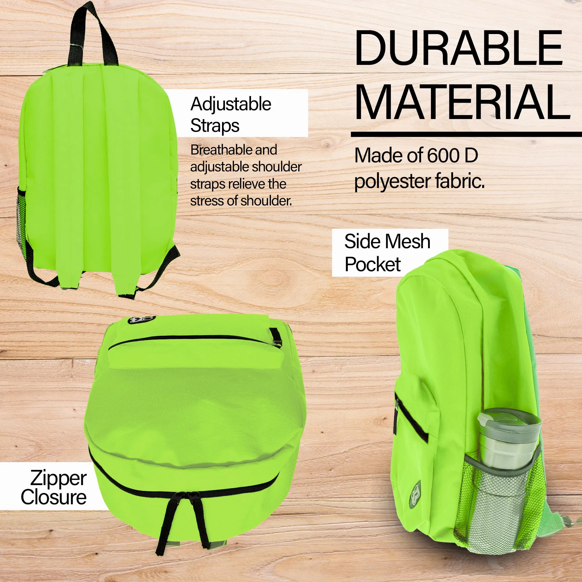Basic 16" Lime Green Backpack