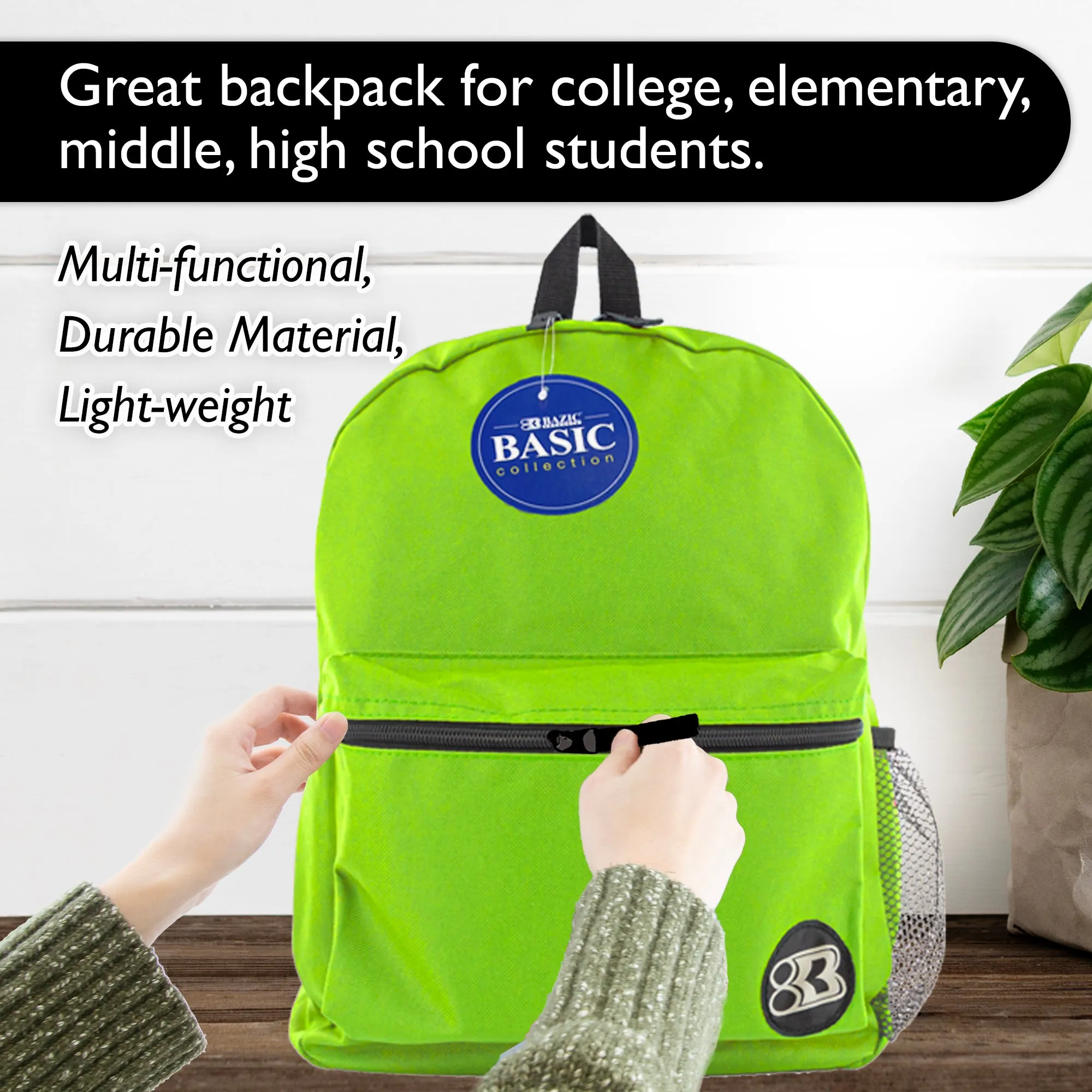 Basic 16" Lime Green Backpack