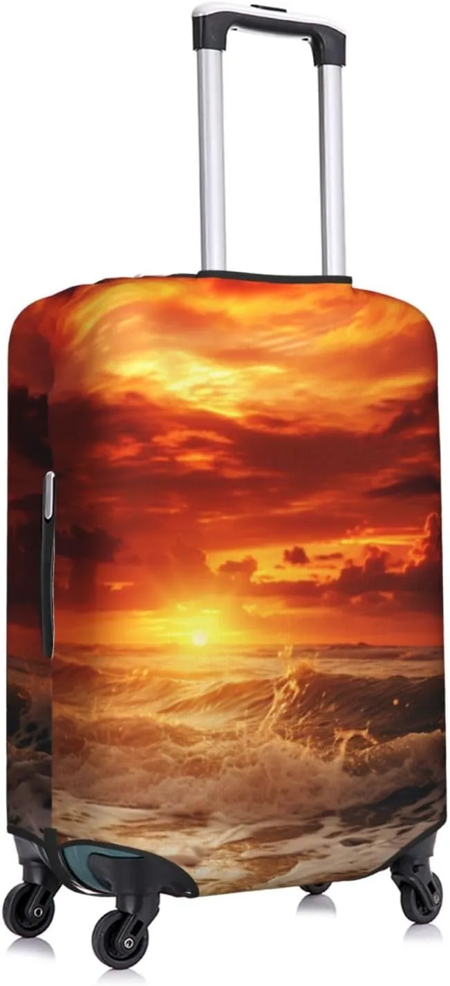 Beach Sunset Travel Luggage Suitcase COVER, Washable Suitcase COVERS Elastic, M - Fits 22-24 inch luggage (No Suitcase)