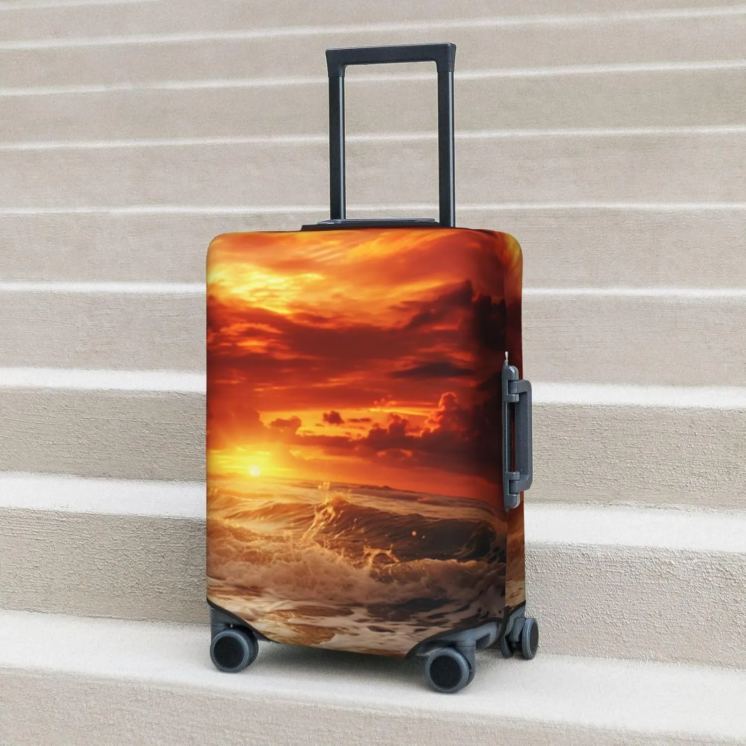 Beach Sunset Travel Luggage Suitcase COVER, Washable Suitcase COVERS Elastic, M - Fits 22-24 inch luggage (No Suitcase)