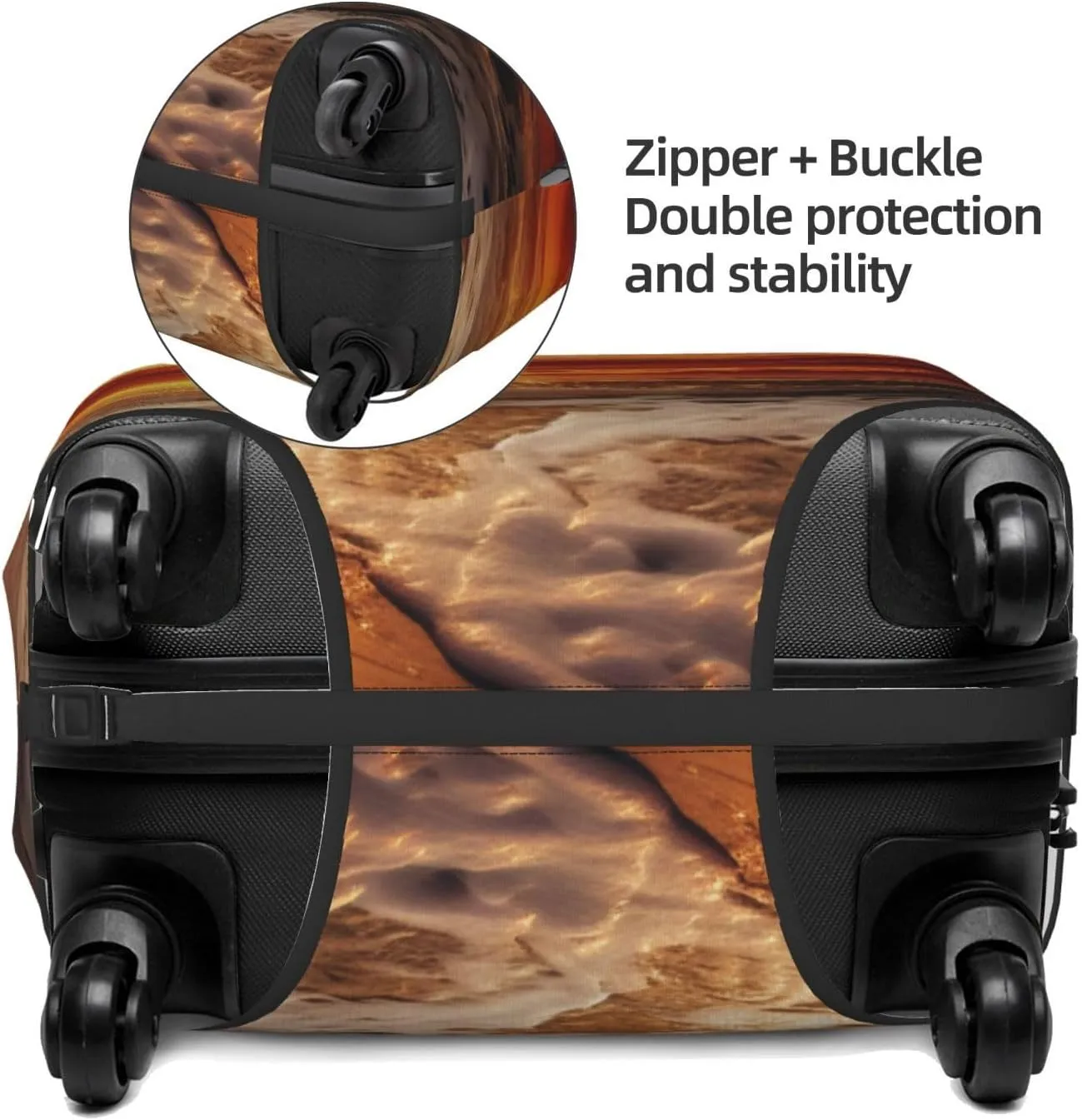 Beach Sunset Travel Luggage Suitcase COVER, Washable Suitcase COVERS Elastic, M - Fits 22-24 inch luggage (No Suitcase)
