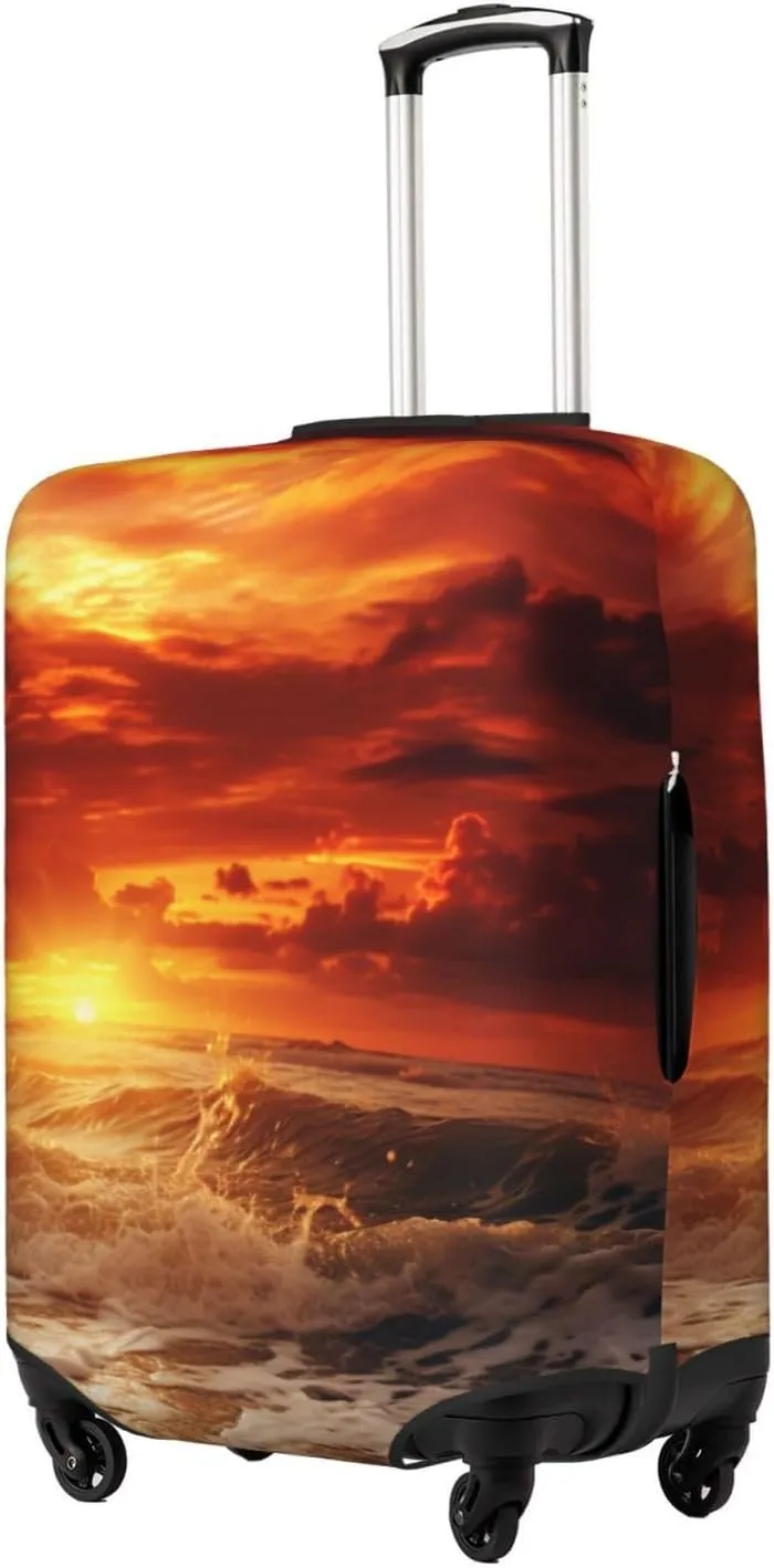 Beach Sunset Travel Luggage Suitcase COVER, Washable Suitcase COVERS Elastic, M - Fits 22-24 inch luggage (No Suitcase)