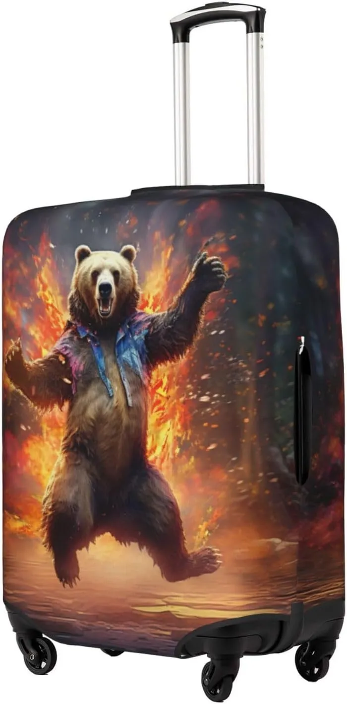 Bear Dancing Suitcase Covers, Luggage Protectors Fits Four Sizes Suitcase For Travel