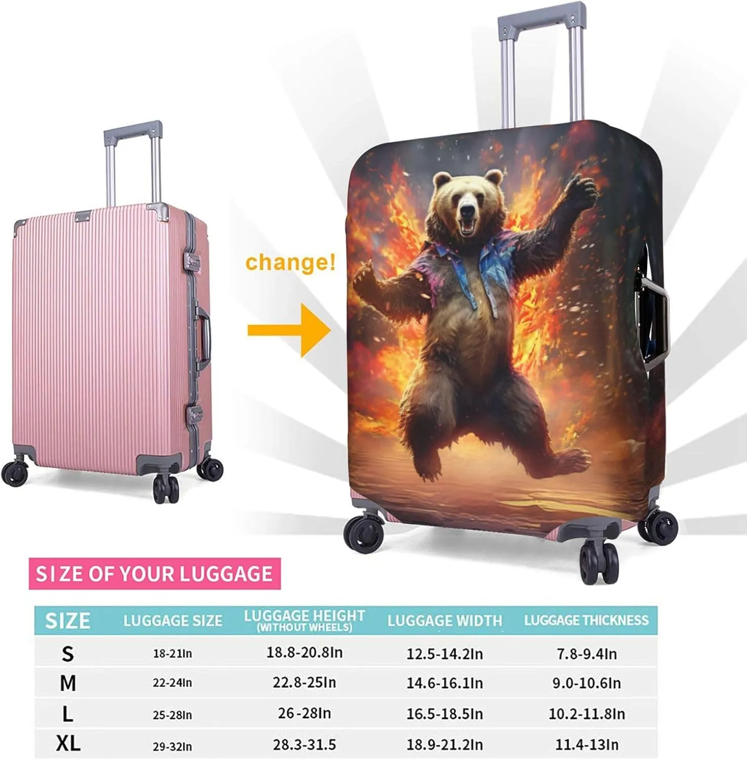 Bear Dancing Suitcase Covers, Luggage Protectors Fits Four Sizes Suitcase For Travel