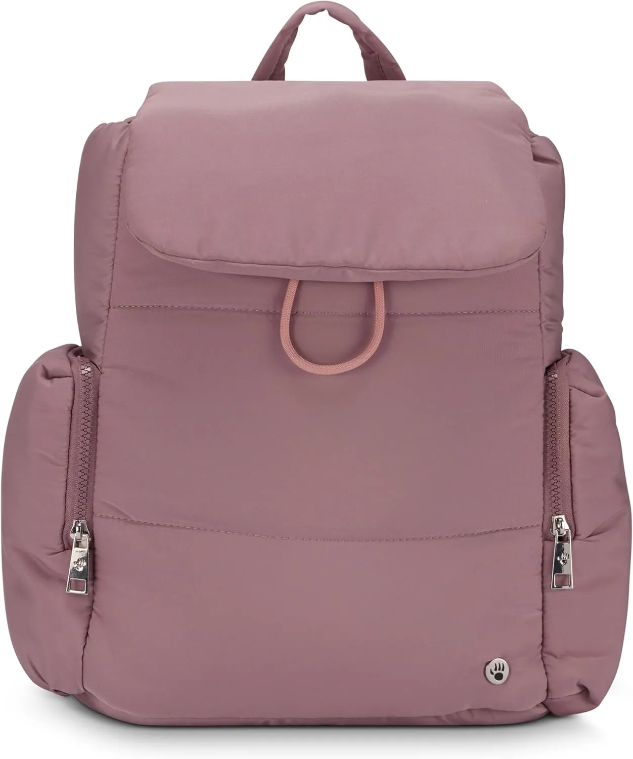 BEARPAW Women’s Backpack - Puffy Quilted Top Open Backpack for Women, Laptop Bag for Work & Travel | Fits Most 15" Laptops, Mauve