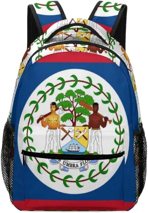 Belize Flag Cute Laptop Backpacks Travel Daypacks Unisex Fashion College Shoulder Bag