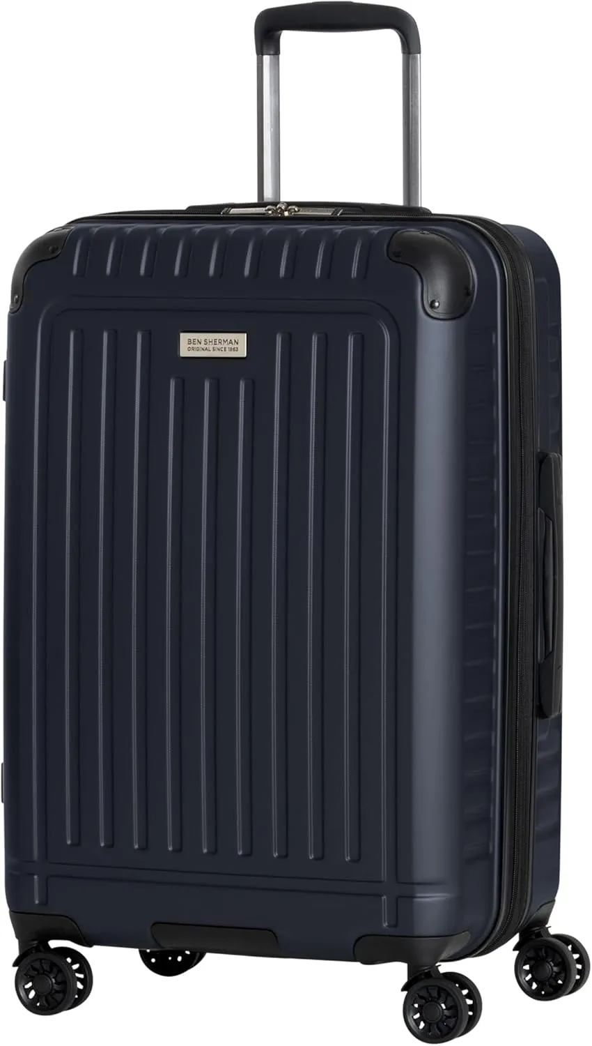 Ben Sherman Sunderland Spinner Travel Upright Luggage, Naval, 24-Inch Checked