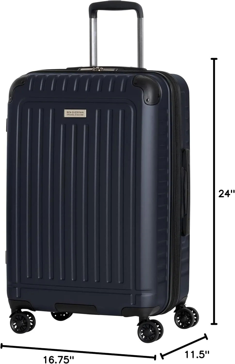 Ben Sherman Sunderland Spinner Travel Upright Luggage, Naval, 24-Inch Checked