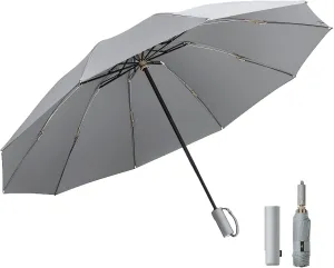 Beneunder Windproof Tri-fold Reverse Folding Umbrella - Lightweight Portable Travel Umbrella for Wind and Rain, Perfect for Car, Backpack, and On-the-GO