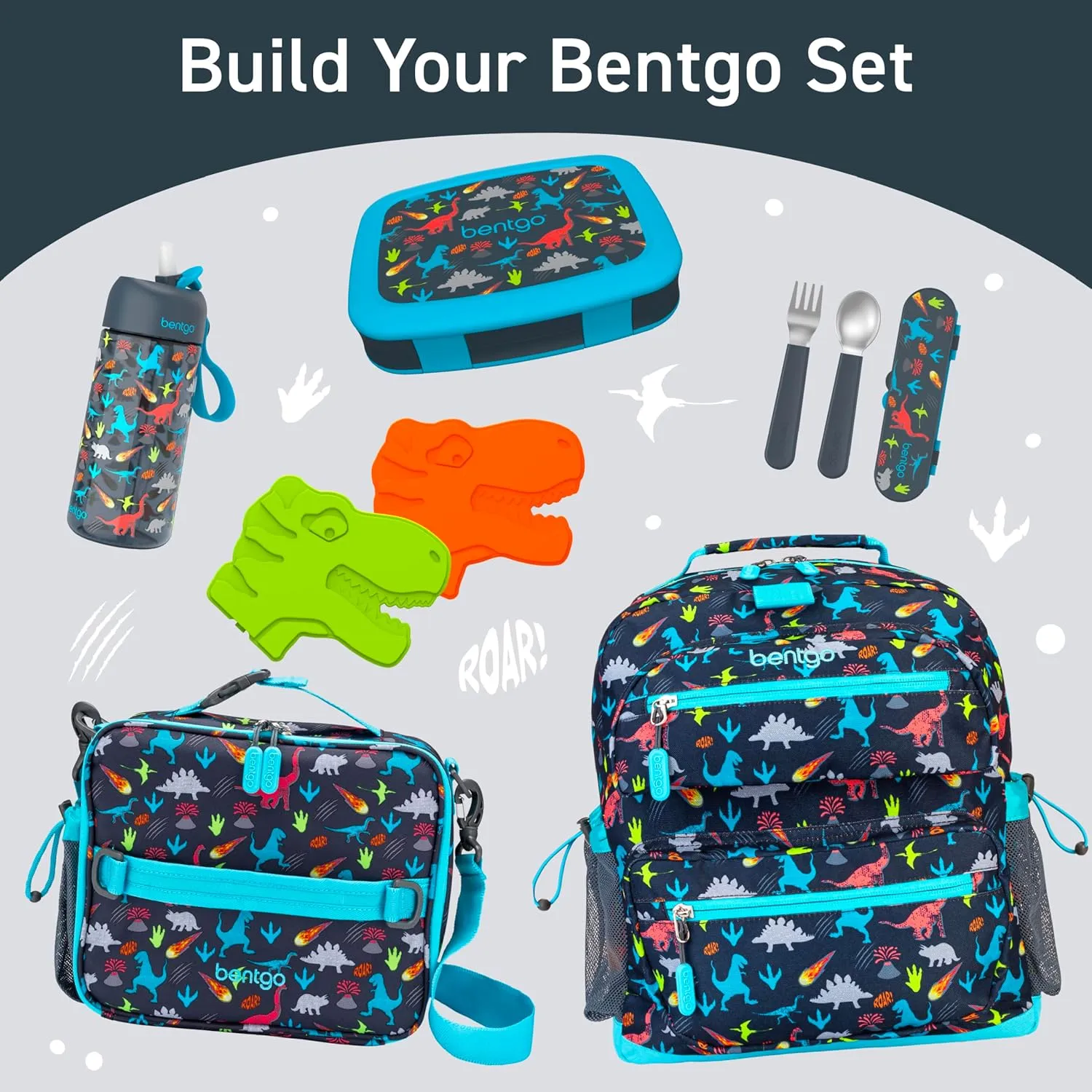 Bentgo Kids Water Bottle - Leak-Proof, Durable Tritan, BPA-Free 15 oz. Cup for Kids/Toddlers Ages 3 , Safe Sip Spout, Carrying Handle, & Dishwasher Safe for School, Sports, Daycare & Camp (Dinosaur)