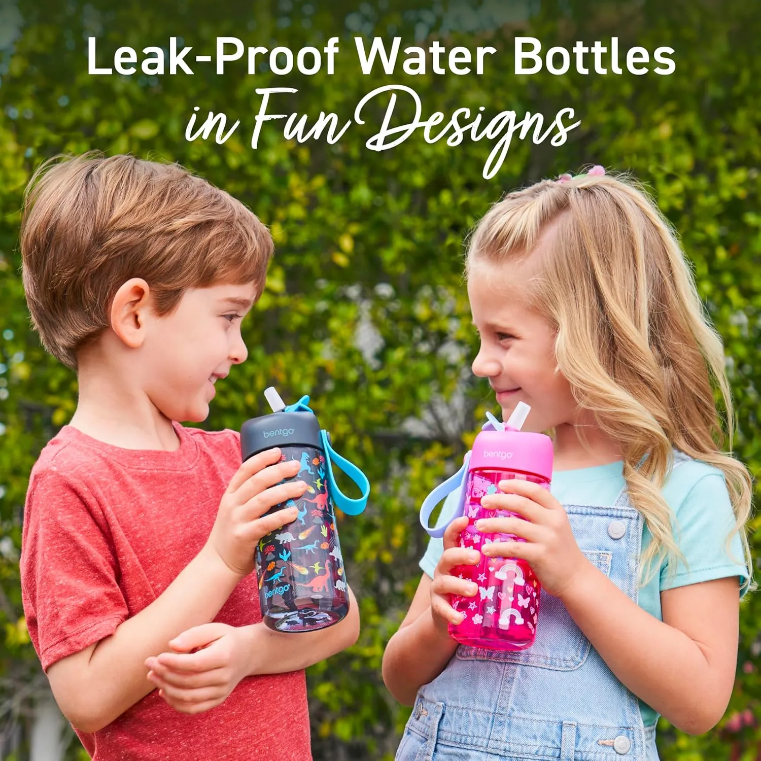 Bentgo Kids Water Bottle - Leak-Proof, Durable Tritan, BPA-Free 15 oz. Cup for Kids/Toddlers Ages 3 , Safe Sip Spout, Carrying Handle, & Dishwasher Safe for School, Sports, Daycare & Camp (Dinosaur)
