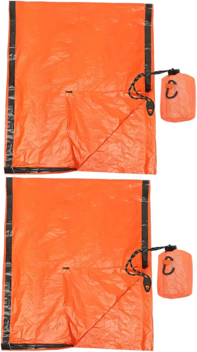 BESPORTBLE 2pcs Portable Lightweight Emergency Sack with Drawstring for Camping and Hiking Bivouac Sack with Emergency Whistle for Outdoor Adventures