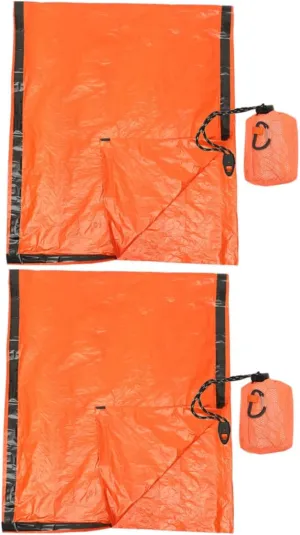 BESPORTBLE 2pcs Portable Lightweight Emergency Sack with Drawstring for Camping and Hiking Bivouac Sack with Emergency Whistle for Outdoor Adventures