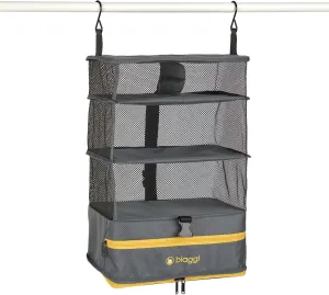 biaggi Hangmates 3-Tiered ZipCube - Hanging Shelf Cube with Packing Compartments for Travel Organization - Lightweight and Durable - Dimensions 19” x 12” x 9” Opened - MEDIUM