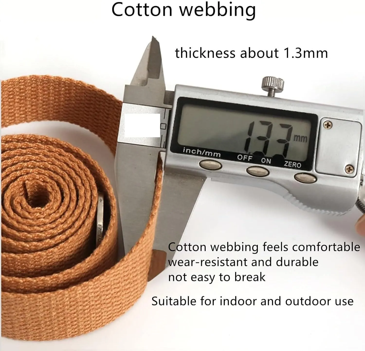 Bias Binding Tape for Sewing，Cotton Tape, Woven Cotton Tape Sewing Tape, Webbing Strap Cotton Canvas Upholstery Webbing Straps for Bags Making(Coffee,25MM x 5Yards)