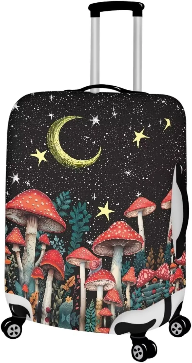 Bigcardesigns Mushroom Luggage Cover for Travel Fit 22-25 Inch,Cute Mushroom Star Print Suitcase Protector Washable Elastic Baggage Covers Stretch Luggage Case Mushroom Gifts for Woman