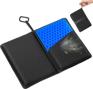 Bike Seat Cushion for Recumbent Bike & Travel | Foldable Padded Gel Exercise Bicycle Seat Cover for Rowing Machine, Concept 2 Rower Accessories - 15" x 10.5" | Non-Slip, Portable, Thick Pad