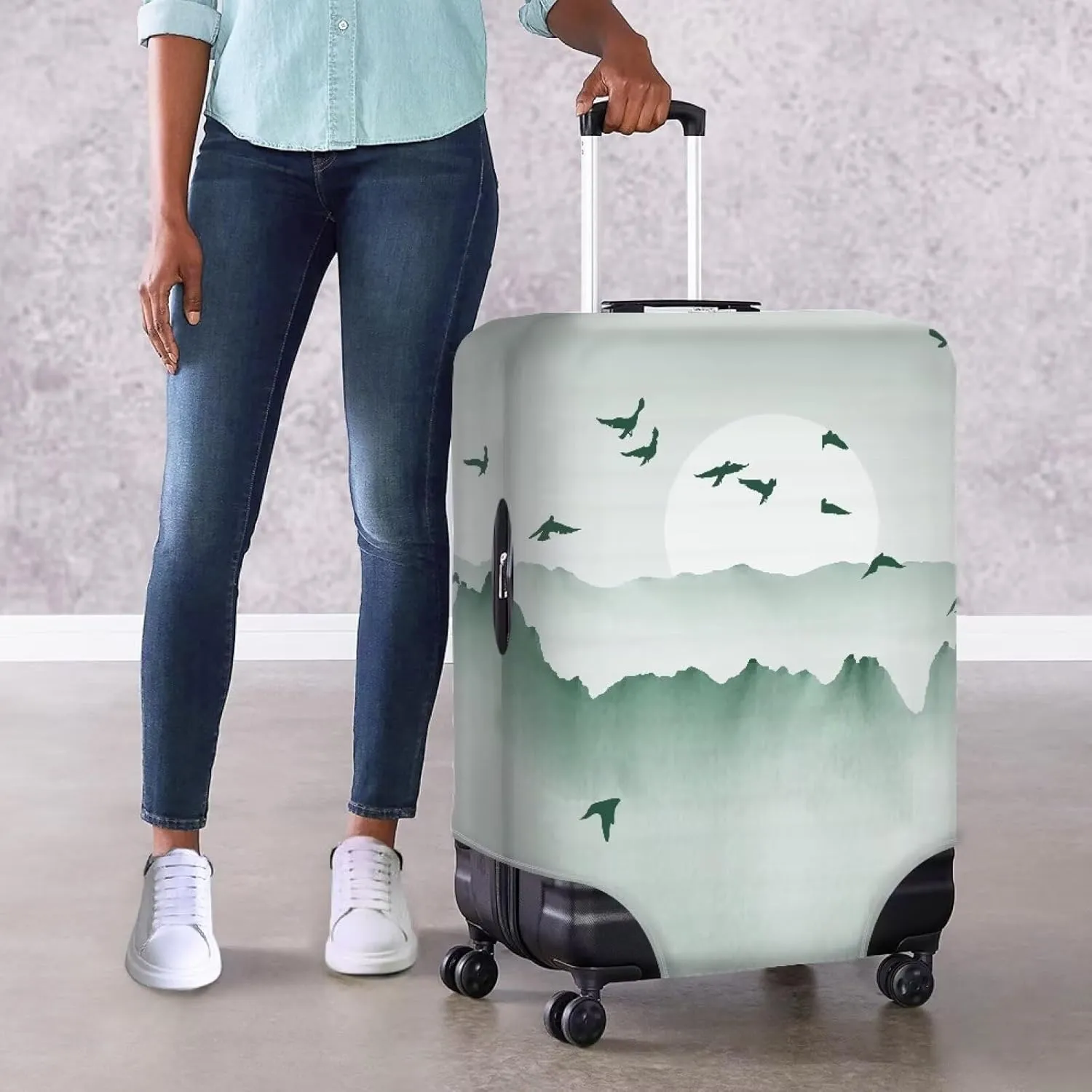 Birds And Sunset Suitcase Covers Protectors Luggage Protector Suitcase Cover for Women Gifts for Travelers Women Personalized Luggage Cover for Suitcase Suit Case Protection-L