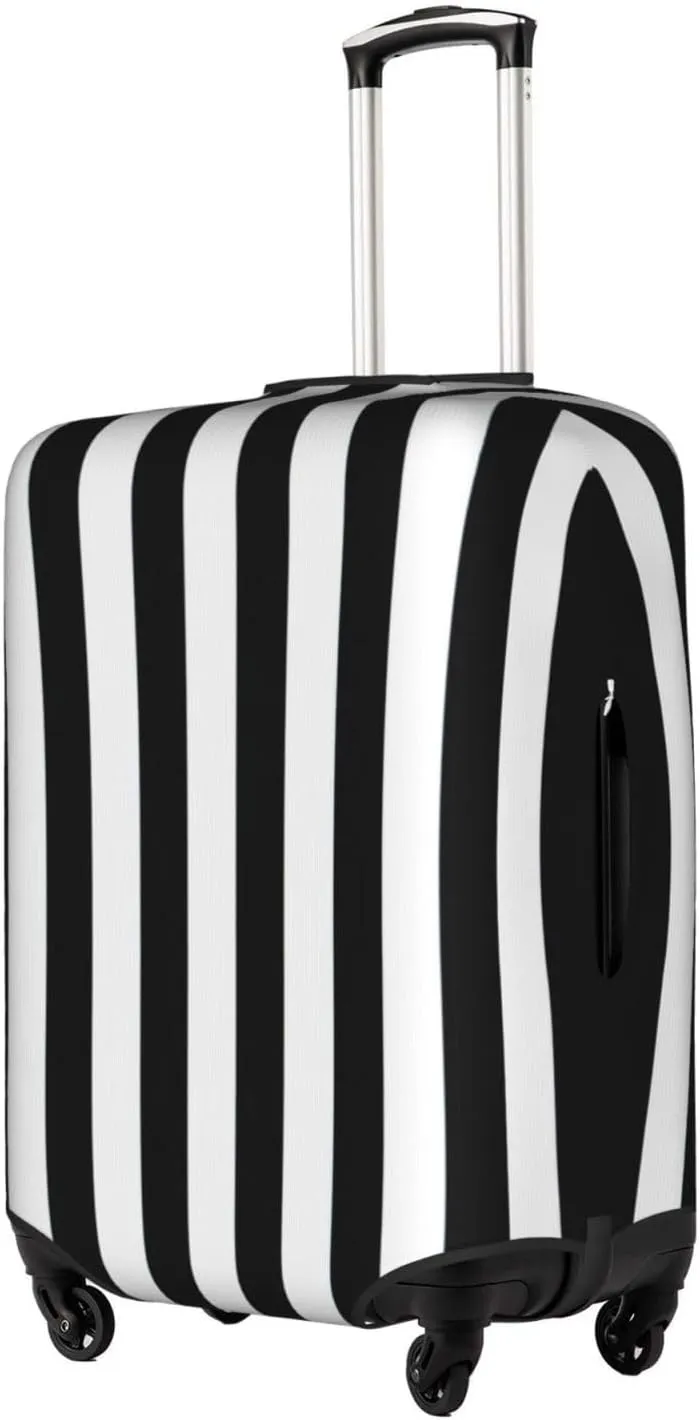 Black & White Stripe Suitcase Covers, Luggage Protectors Fits Four Sizes Suitcase For Travel