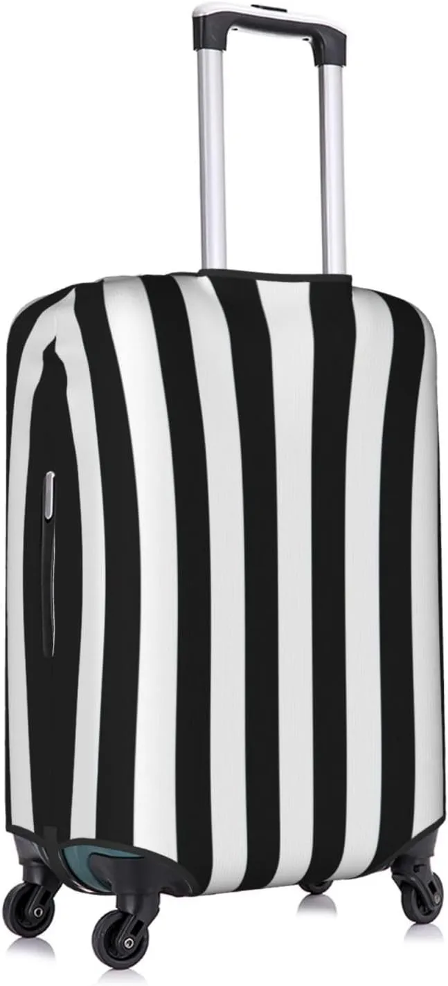 Black & White Stripe Suitcase Covers, Luggage Protectors Fits Four Sizes Suitcase For Travel