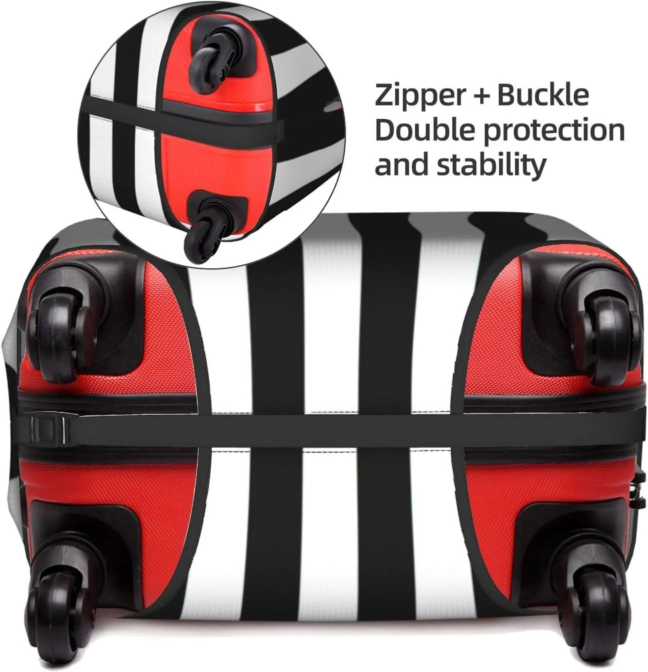 Black & White Stripe Suitcase Covers, Luggage Protectors Fits Four Sizes Suitcase For Travel