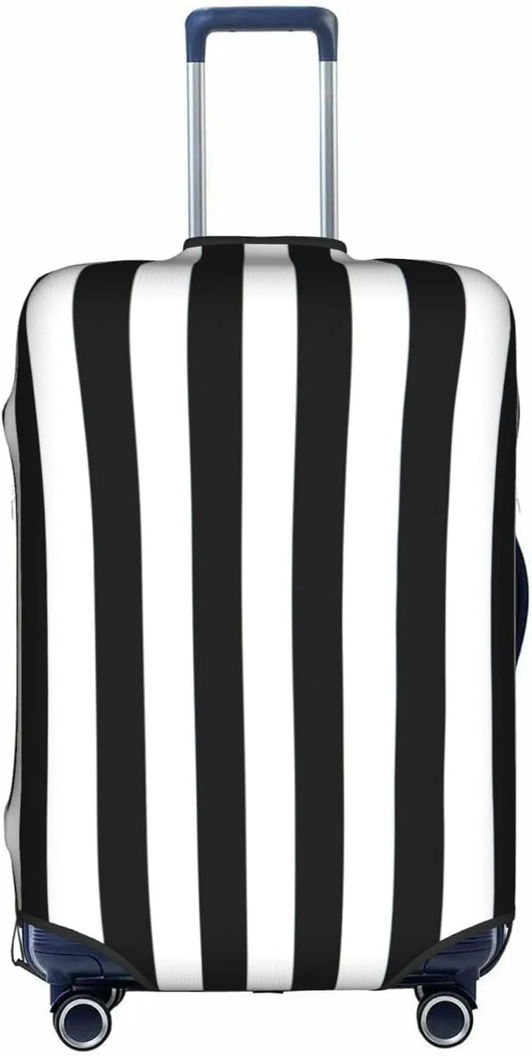 Black & White Stripe Suitcase Covers, Luggage Protectors Fits Four Sizes Suitcase For Travel