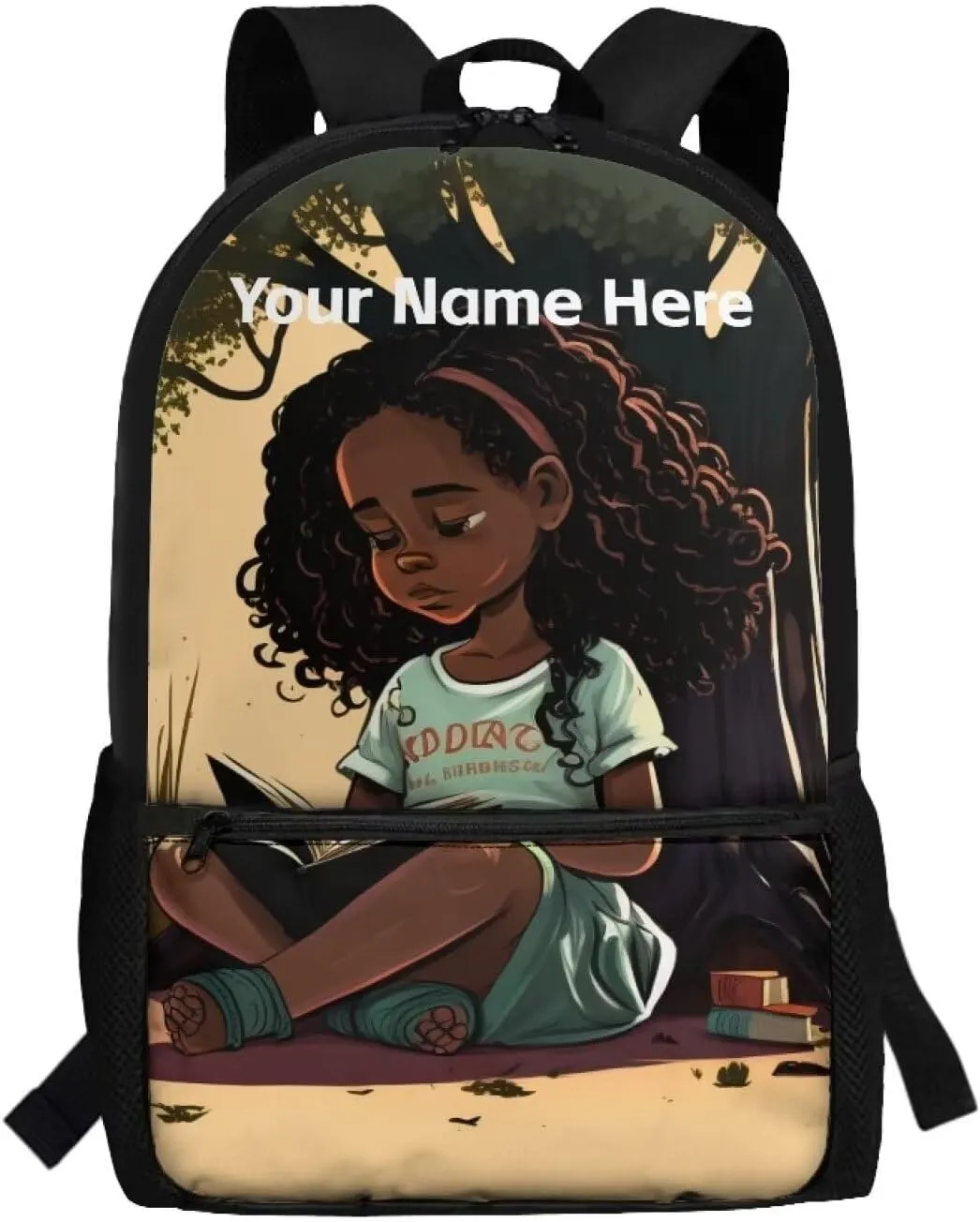Black Girl Backpack for Kids 6-8 8-10 Personalized School Bag Girls African American Bookbag Custom Name Book Bags 3rd/Th /5th /6th Grade Kids Schoolbag Elementary/Kindergarten