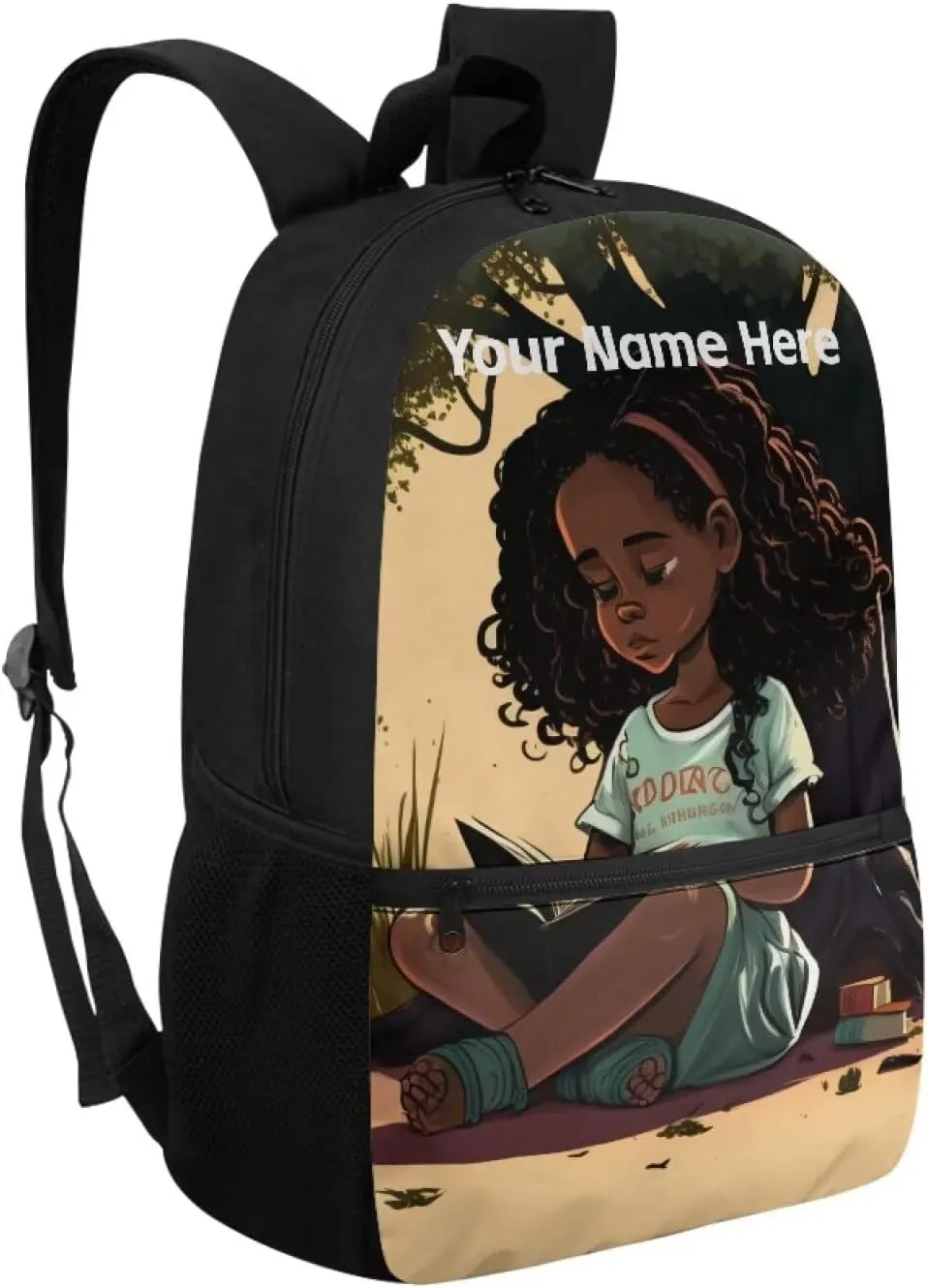 Black Girl Backpack for Kids 6-8 8-10 Personalized School Bag Girls African American Bookbag Custom Name Book Bags 3rd/Th /5th /6th Grade Kids Schoolbag Elementary/Kindergarten