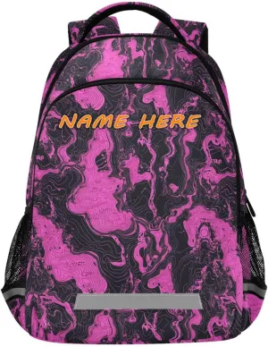 Black Peach Irregular Texture customized name backpack for kids with large personalized name tag books bag for 6th grade school boys girls mochila para ni?os reflective stripes sturdy