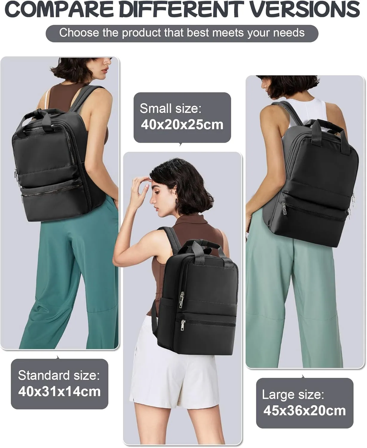 Black Travel Backpack - Carry On Flight Approved for Women, Small Personal Item Bag, Laptop Teacher Work Backpack for Traveling on Airplane