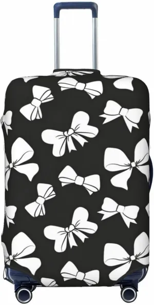 Black White Ribbon Bows Travel Luggage Cover Fits 18-32 Inch Luggage, Stretch Suitcase Cover Protector with Concealed Zipper for Wheeled Suitcase Travel Accessories