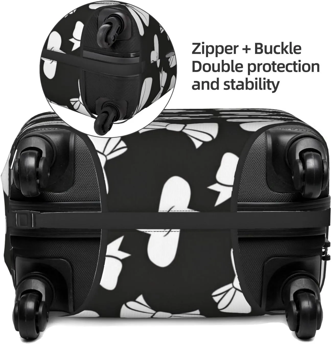 Black White Ribbon Bows Travel Luggage Cover Fits 18-32 Inch Luggage, Stretch Suitcase Cover Protector with Concealed Zipper for Wheeled Suitcase Travel Accessories