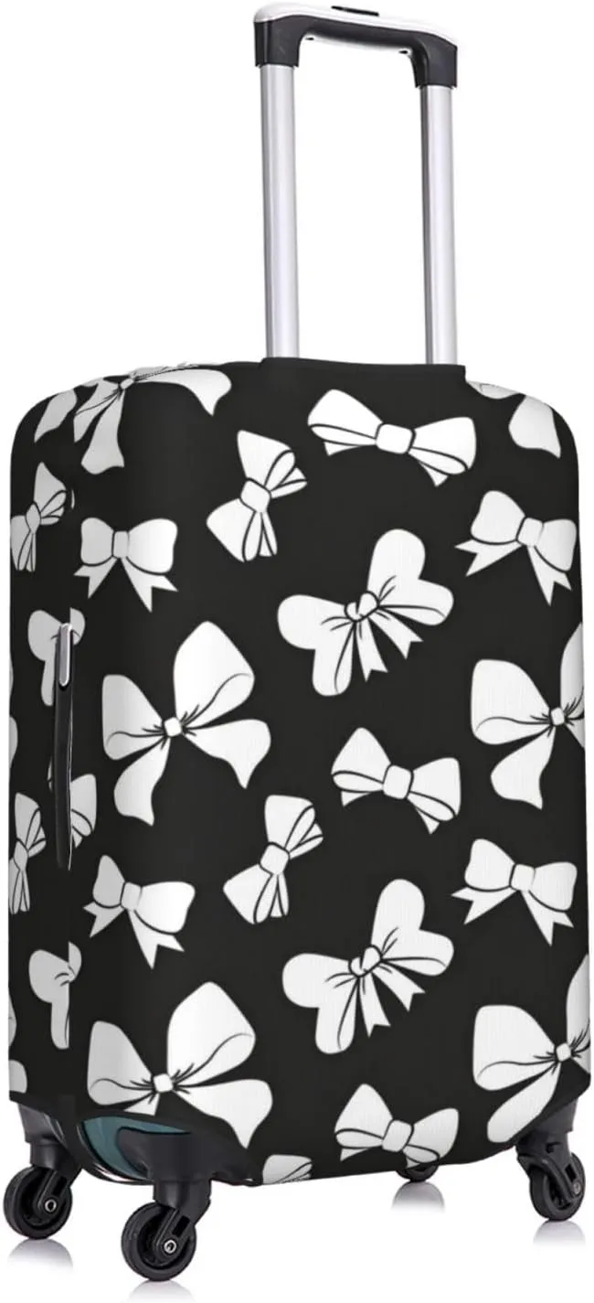 Black White Ribbon Bows Travel Luggage Cover Fits 18-32 Inch Luggage, Stretch Suitcase Cover Protector with Concealed Zipper for Wheeled Suitcase Travel Accessories