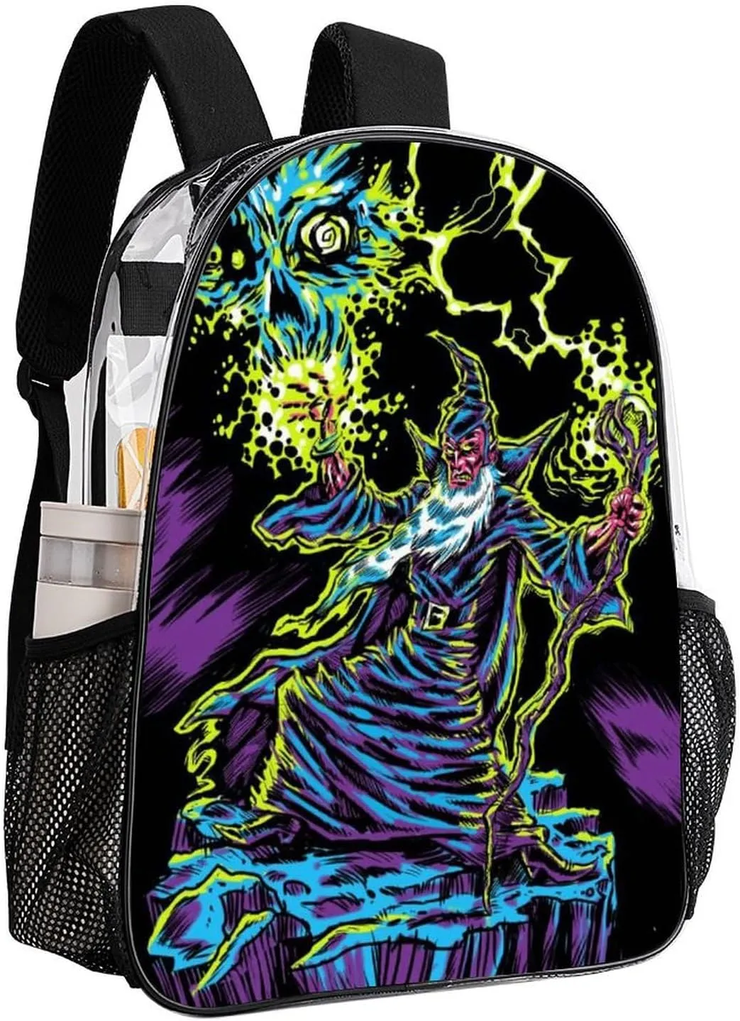 Blacklight by Evil Witch Transparent Fashion Waterproof PVC Transparent Backpack Unisex 17 Inches
