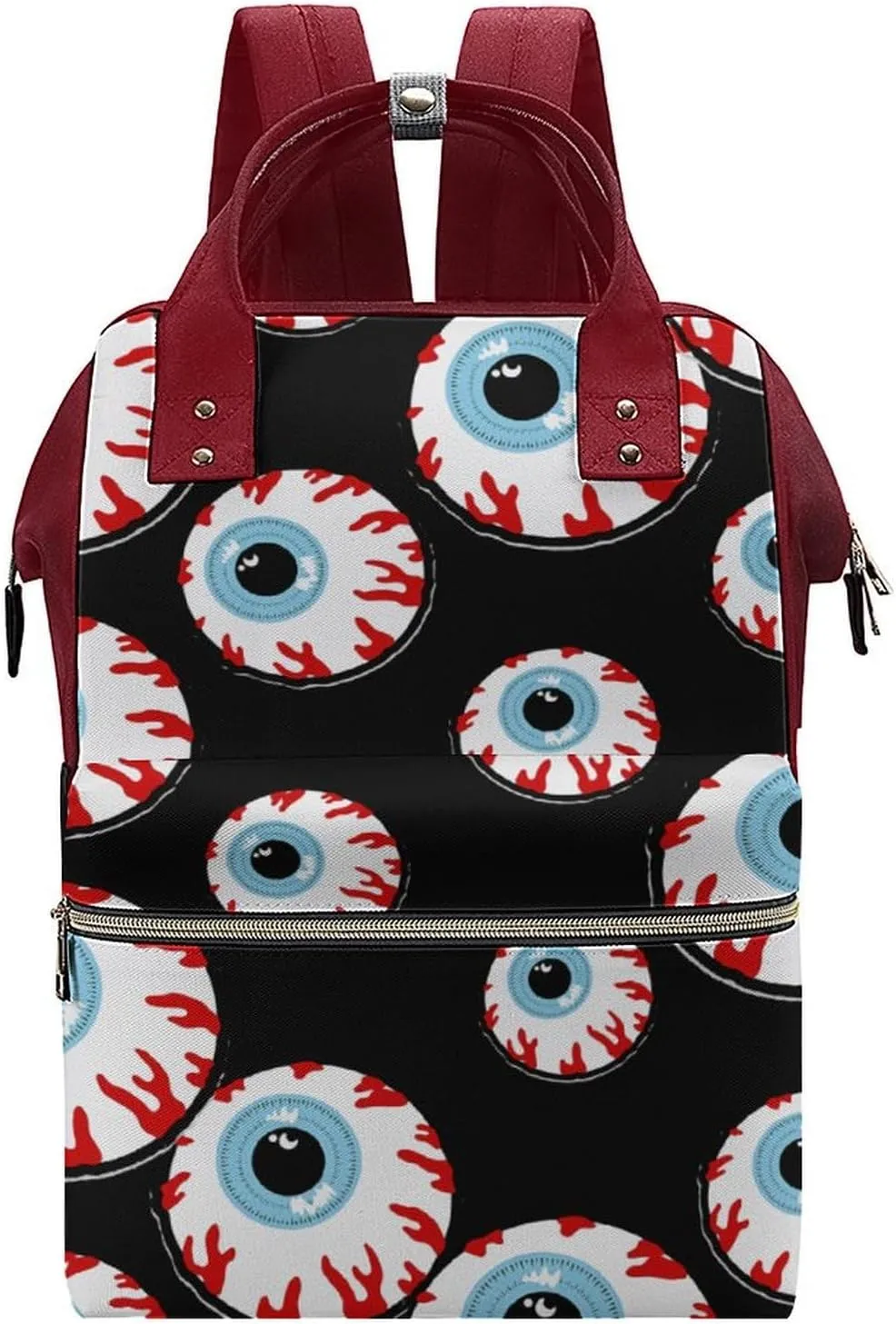 Bloodshot Eyeball Wide Open Designed Diaper Bag Waterproof Mommy Bag Multi-Function Travel Backpack Tote Bags