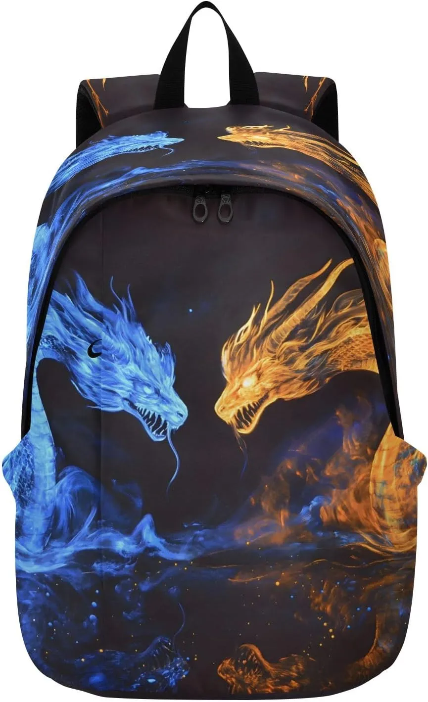 Blue Dragon Orange Dragon Travel Backpack for Women Men Laptop Backpack College Bookbag Large Capacity Computer Backpacks