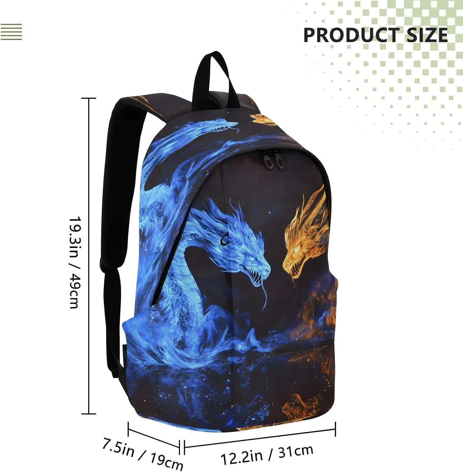 Blue Dragon Orange Dragon Travel Backpack for Women Men Laptop Backpack College Bookbag Large Capacity Computer Backpacks