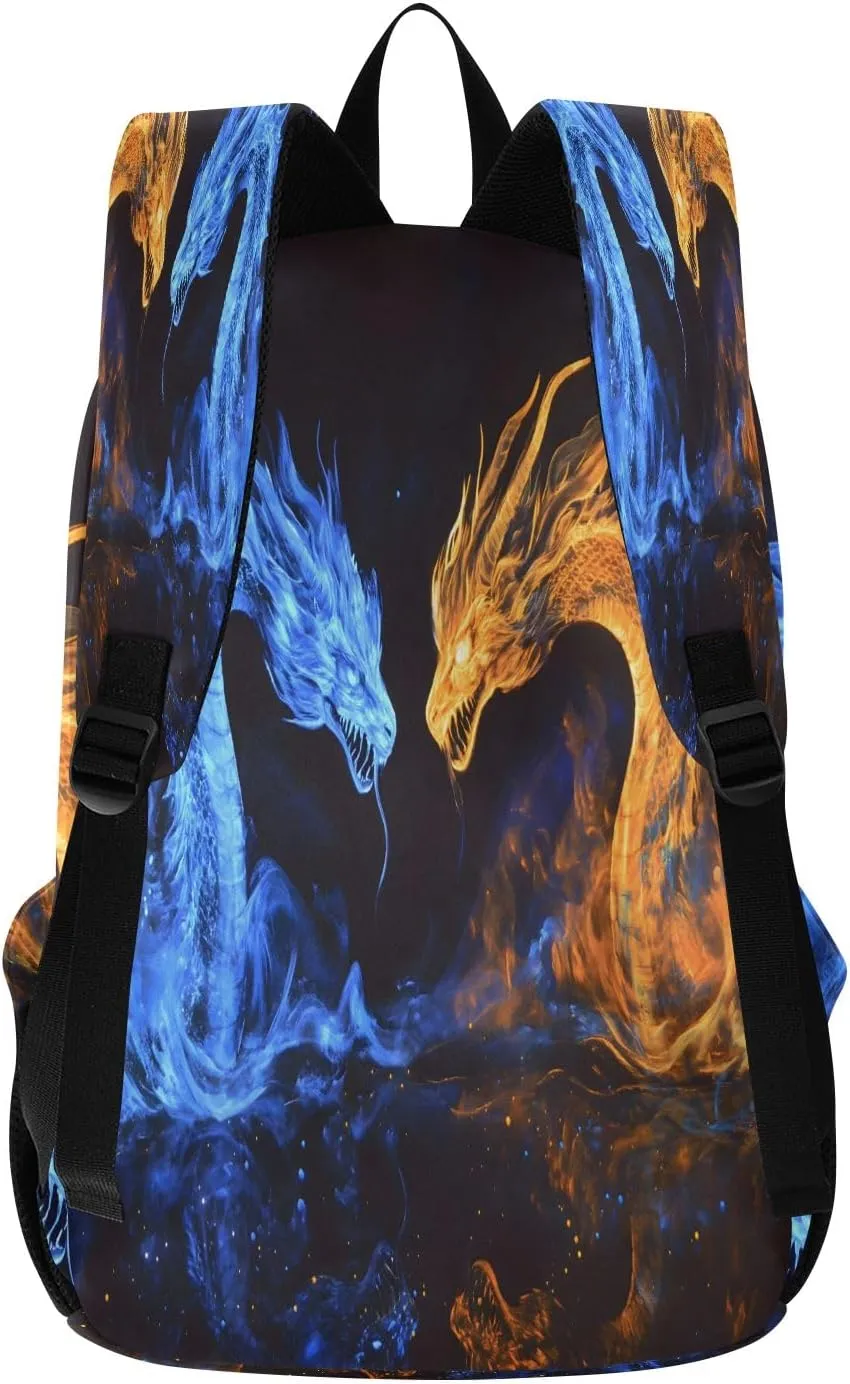 Blue Dragon Orange Dragon Travel Backpack for Women Men Laptop Backpack College Bookbag Large Capacity Computer Backpacks