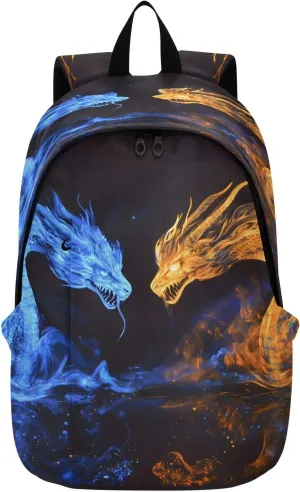 Blue Dragon Orange Dragon Travel Backpack for Women Men Laptop Backpack College Bookbag Large Capacity Computer Backpacks