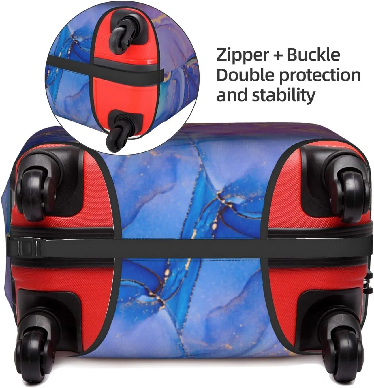Blue Purple Abstract Waves Luggage Cover Elastic Washable Stretch Suitcase Protector Anti-Scratch Travel Suitcase Cover for Kid and Adult S (18-21 inch suitcase)